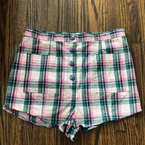Urban Outfitters Plaid High Waisted Hot Pants